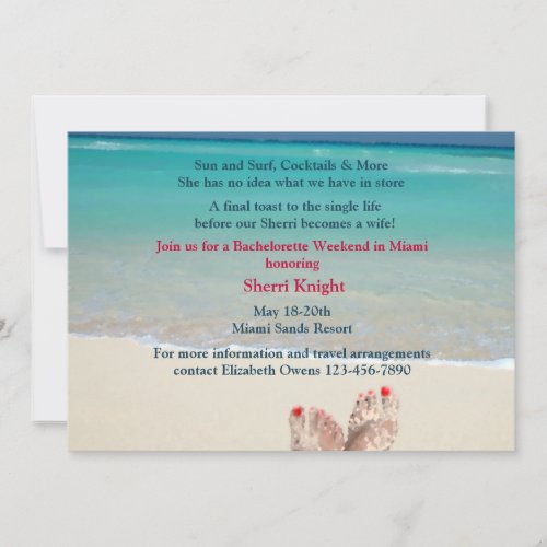 Sandy Feet Bachelorette Party Invitation
