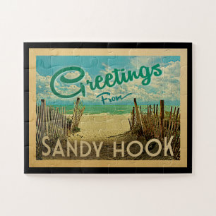 Sandy Hook Beach Vintage Travel Jigsaw Puzzle
