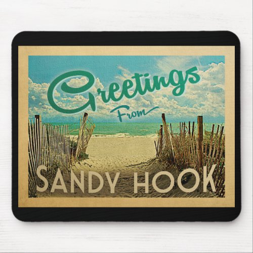 Sandy Hook Beach Vintage Travel Mouse Pad