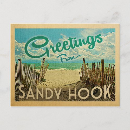 Sandy Hook Beach Vintage Travel Postcard