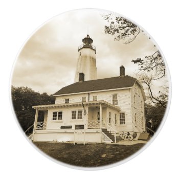 Sandy Hook Lighthouse Ceramic Knob by JTHoward at Zazzle