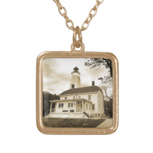 Sandy Hook Lighthouse Gold Plated Necklace
