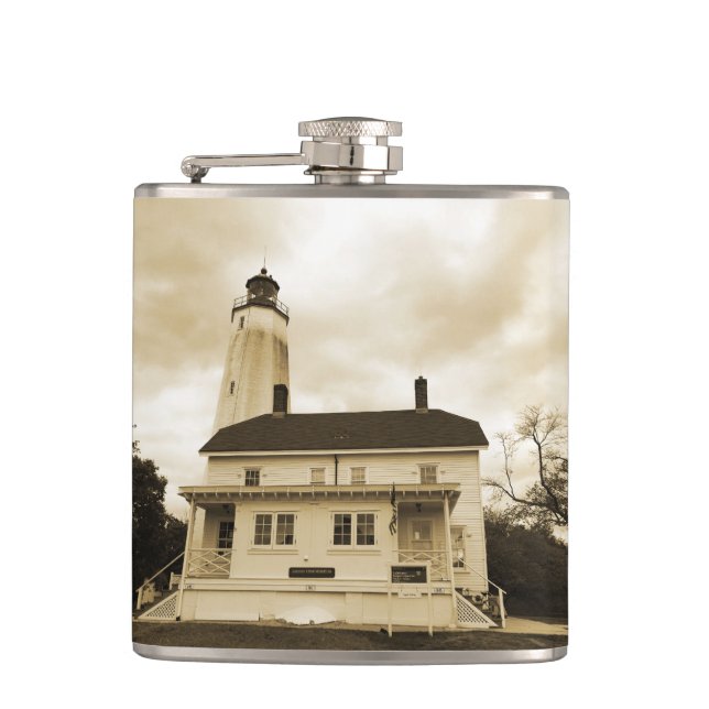 Sandy Hook Lighthouse Hip Flask (Front)