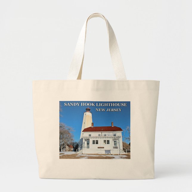 Sandy Hook Lighthouse, New Jersey Large Tote Bag (Front)