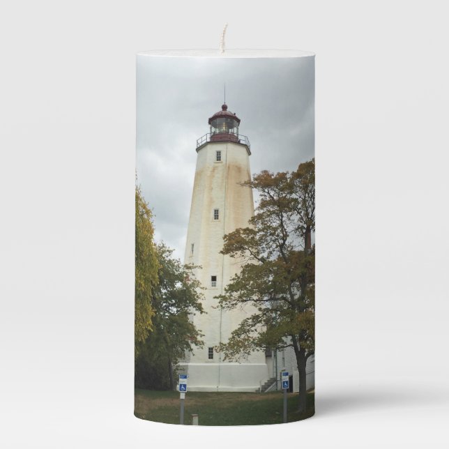 Sandy Hook Lighthouse Pillar Candle (Front)