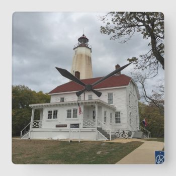 Sandy Hook Lighthouse Square Wall Clock by JTHoward at Zazzle