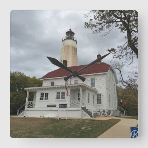 Sandy Hook Lighthouse Square Wall Clock