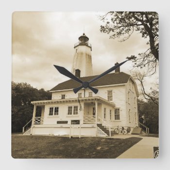 Sandy Hook Lighthouse Square Wall Clock by JTHoward at Zazzle