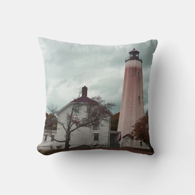 Sandy Hook Lighthouse Throw Pillow (Front)