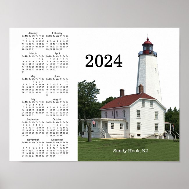 Sandy Hook NJ Lighthouse 2024 Calendar Poster