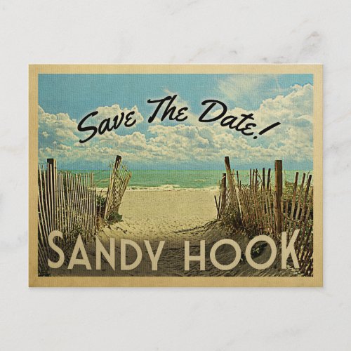 Sandy Hook Save The Date Vintage Beach Nautical Announcement Postcard