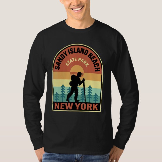 Sandy Island Beach State Park New York Retro Hikin T-Shirt (Front)