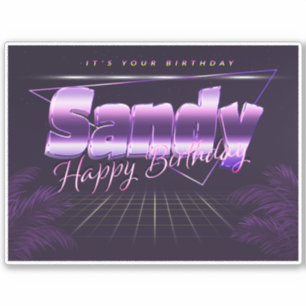 Sandy name first name lilac retro sticker birthday