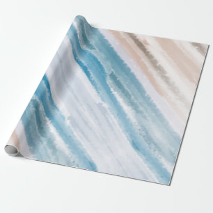 Sandy Ocean Waves Abstract Watercolor Wrapping Paper