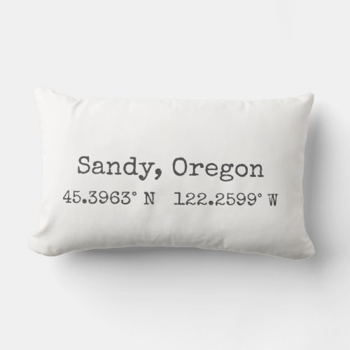 Sandy Oregon Map Coordinates Lumbar Pillow