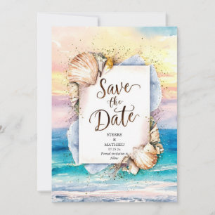 Sandy Painted Romantic Beach Wedding Save The Date