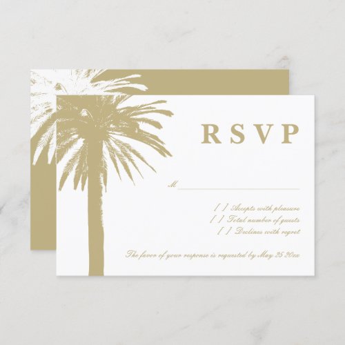 Sandy palm tree RSVP beach wedding response cards