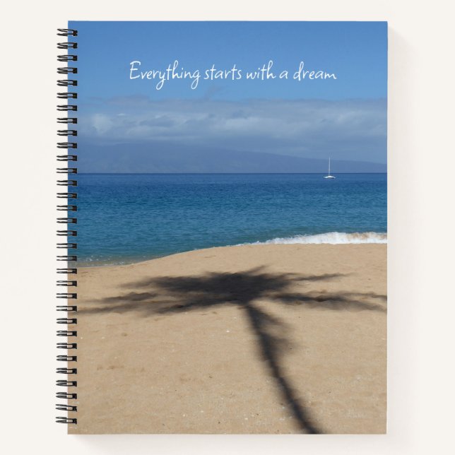 Sandy Palm Tree Shadow Photo Large Spiral Notebook (Front)