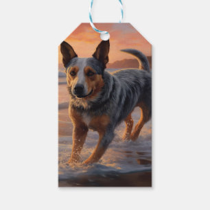 Sandy Paws Australian Cattle Dog on Beach Sunset Gift Tags