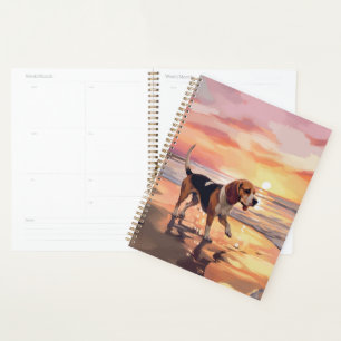 Sandy Paws Beagle Dog on Beach Sunset Planner