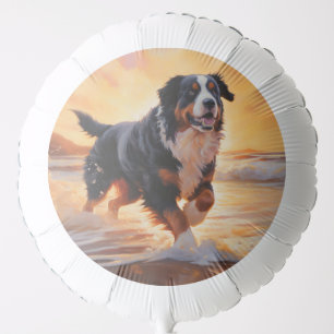 Sandy Paws Bernese Mountain Dog on Beach Sunset Balloon