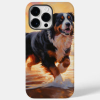Sandy Paws Bernese Mountain Dog on Beach Sunset