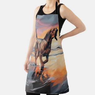 Sandy Paws Bloodhound Dog on Beach Sunset Apron