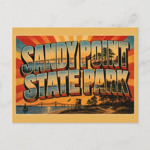 Sandy Point State Park Maryland Chesapeake Bay Art Postcard