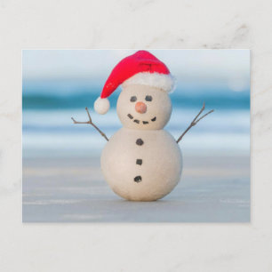 Sandy Santa on the Beach on greeting card