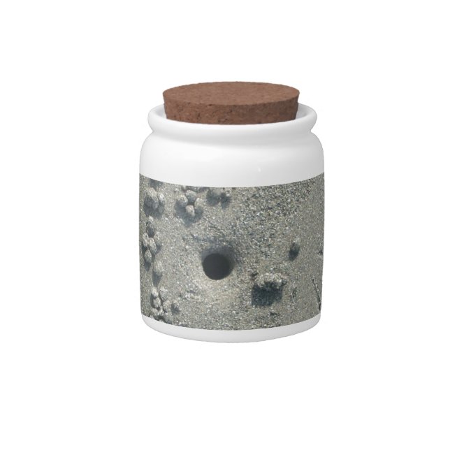 Sandy Sculptures: Beach Crabs-Made Sand Formations Candy Jar (Front)