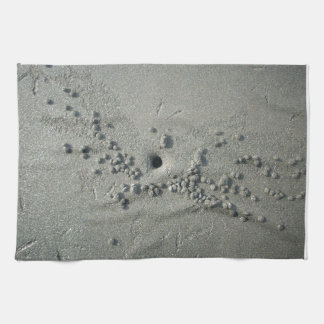 Sandy Sculptures: Beach Crabs-Made Sand Formations Kitchen Towel