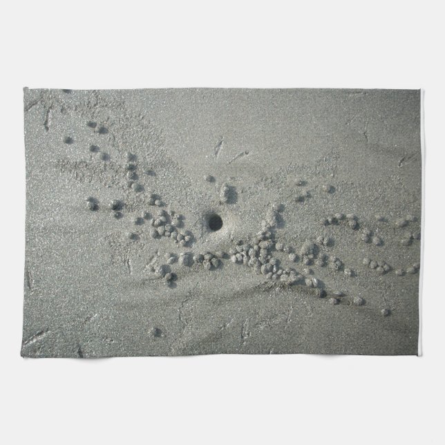 Sandy Sculptures: Beach Crabs-Made Sand Formations Kitchen Towel (Horizontal)
