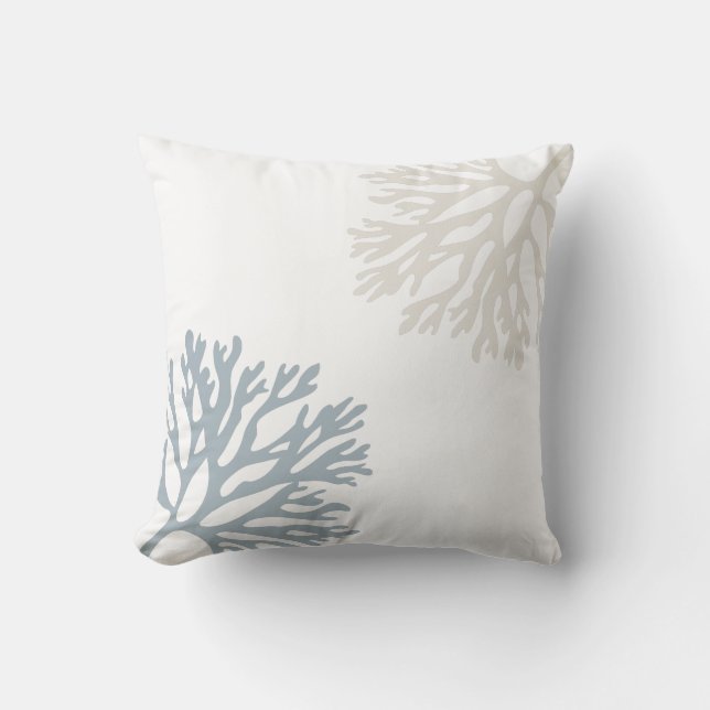 Sandy Sea Coral Silhouettes Outdoor Pillow (Front)