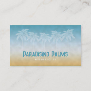 Sandy Sea Palms Silhouettes Business Card