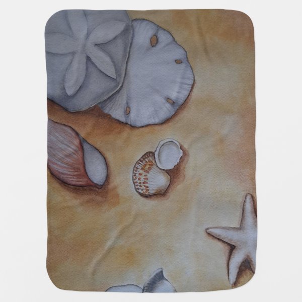 Sandy Seashells Baby Blanket