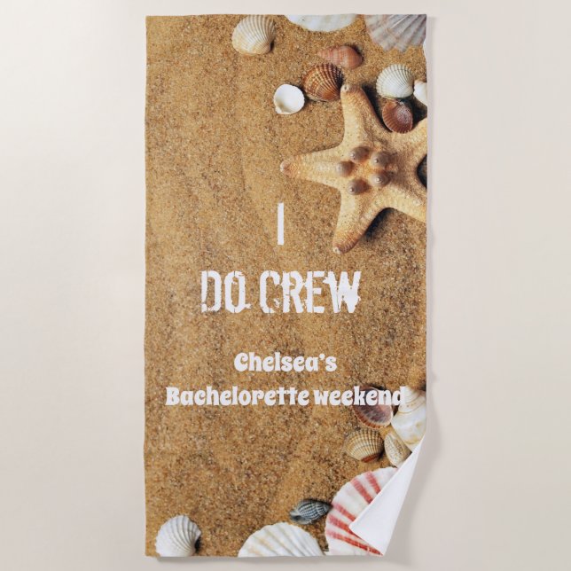Sandy Seashells Bachelorette Weekend Beach Towel (Front)
