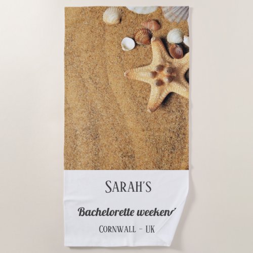 Sandy Seashells Bachelorette Weekend Towel