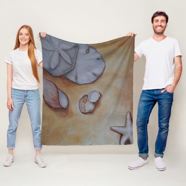 Sandy Seashells Fleece Blanket