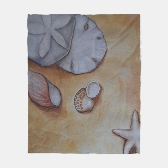 Sandy Seashells  Fleece Blanket (Front)