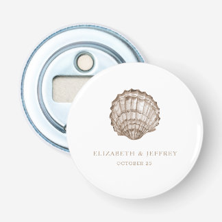Sandy Seashells Marine Ocean Beach Wedding Bottle Opener