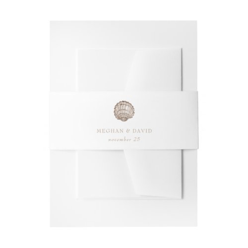 Sandy Seashells Marine Ocean Beach Wedding Invitation Belly Band