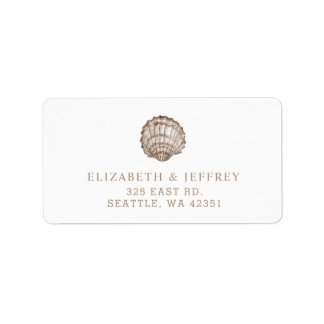 Sandy Seashells Marine Ocean Beach Wedding  Label