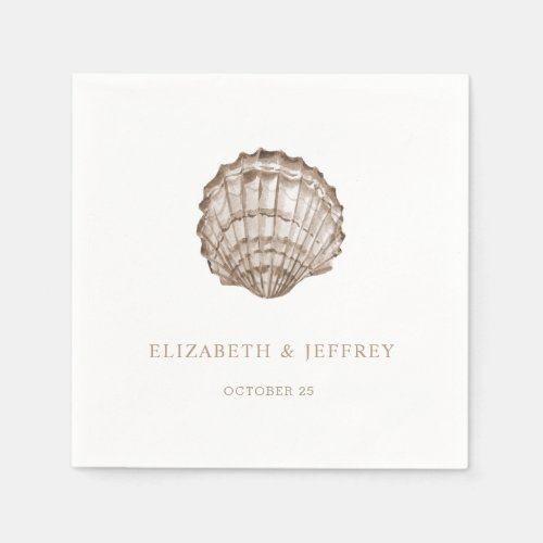 Sandy Seashells Marine Ocean Beach Wedding  Napkins