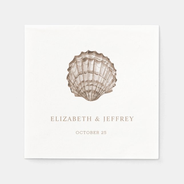 Sandy Seashells Marine Ocean Beach Wedding  Napkins (Front)