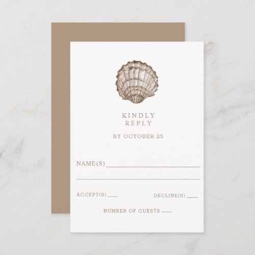 Sandy Seashells Marine Ocean Beach Wedding RSVP Card