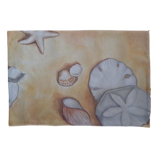 Sandy Seashells  Pillow Case (Front-Left)