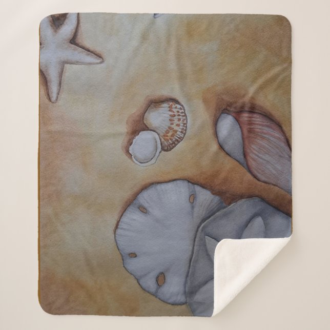 Sandy Seashells Sherpa Blanket (Front)