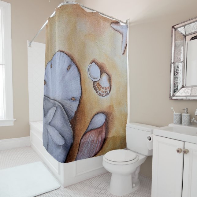 Sandy Seashells  Shower Curtain (In Situ)
