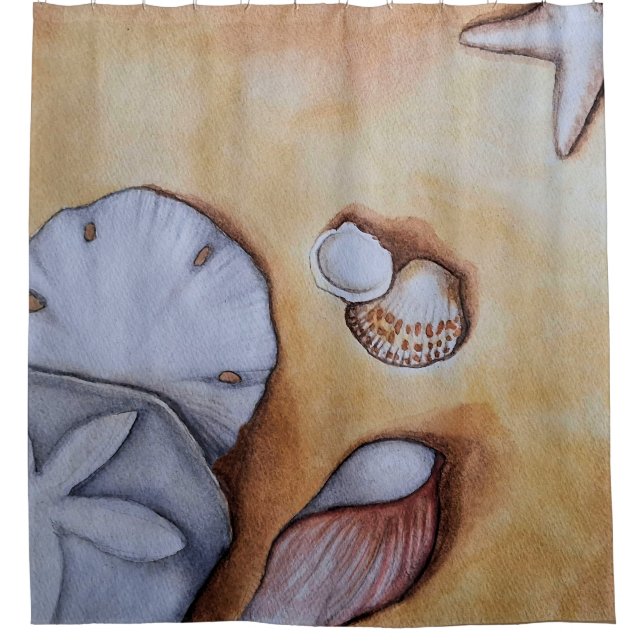 Sandy Seashells  Shower Curtain (Front)