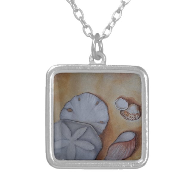 Sandy Seashells  Silver Plated Necklace (Front)